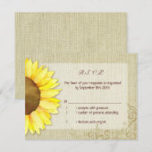 Burlap Watercolor Sunflower Wedding RSVP (Devant / Derrière)