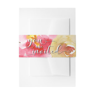 Burlap Waterverf Flowers 3 Je bent uitgenodigd Scr Uitnodigingen Wikkel