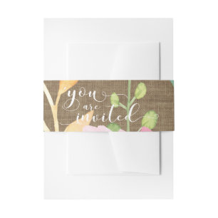 Burlap & Waterverf Flowers Je bent uitgenodigd Scr Uitnodigingen Wikkel