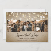  Burlap Wedding 4 Foto slaat de datum op Save The Date (Voorkant)