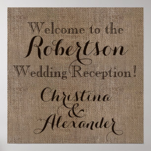  Burlap Wedding Reception Welkomstteken Poster
