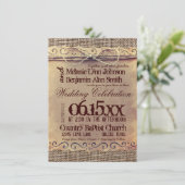 Burlap Wedding-uitnodigingen in het Rustische lan Kaart (Staand voorkant)