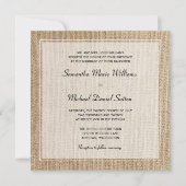 Burlap White Border Wedding Invitations Kaart (Voorkant)