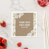 Burlap & White Floral Lace Elegant Rustic Wedding Servetten (Insitu)