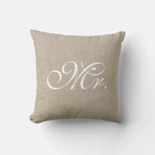 Burlap & White Monsieur le Coussin