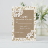 Burlap & Wit Bloemen Kant Rustieke Bruiloft RSVP (Staand voorkant)