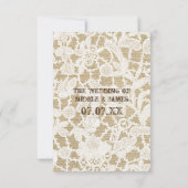 Burlap & Wit Bloemen Kant Rustieke Bruiloft RSVP (Achterkant)