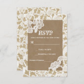 Burlap & Wit Bloemen Kant Rustieke Bruiloft RSVP (Voorkant / Achterkant)
