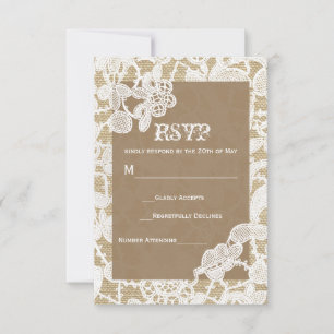 Burlap & Wit Bloemen Kant Rustieke Bruiloft RSVP