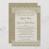 Burlap Zigzag Patroon Wedding Kaart (Voorkant / Achterkant)