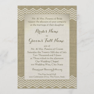Burlap Zigzag Patroon Wedding Kaart