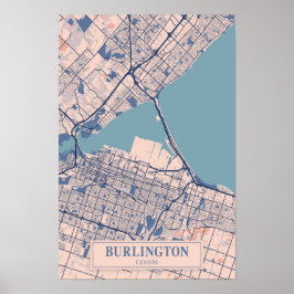Burlington Canada Breezy City Map Travel Poster