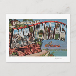 Burlington, Iowa - Grote lettertjes Briefkaart