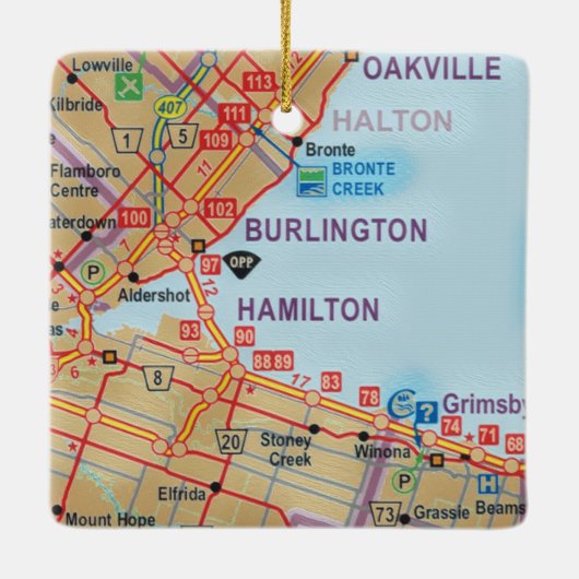 Burlington Ontario Map Keramisch Ornament (Achterkant)