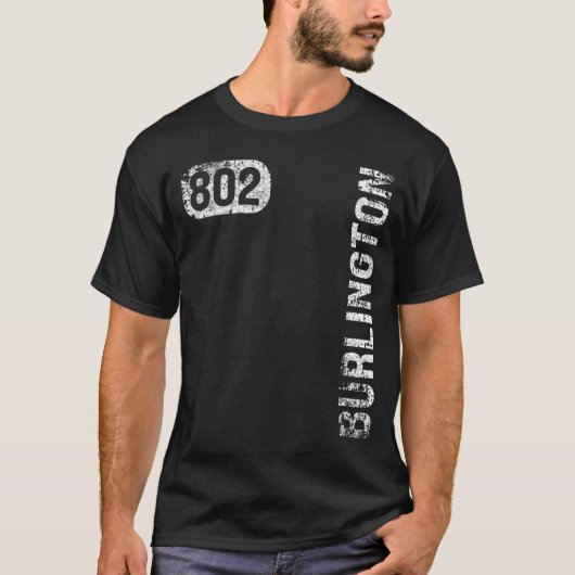 Burlington Vermont 802 Area Code  Retro T-shirt (Voorkant)