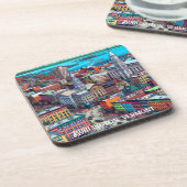 Burlington, Vermont Comic Book Style Art Bier Onderzetter (Linkerzijde)