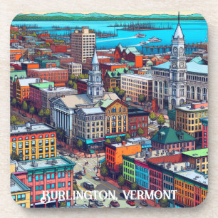 Burlington, Vermont Comic Book Style Art Bier Onderzetter