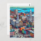 Burlington, Vermont Comic Book Style Art Briefkaart (Voorkant / Achterkant)