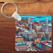Burlington, Vermont Comic Book Style Art Sleutelhanger (Voorkant)