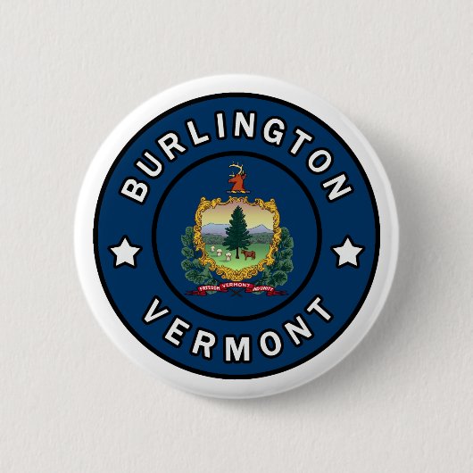 Burlington Vermont Ronde Button 5,7 Cm (Voorkant)