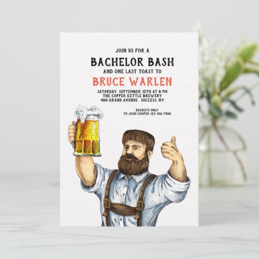 Burly Beer Drinker uitnodiging (Staand voorkant)