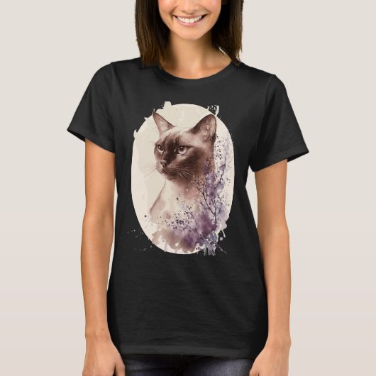 Burmese Cat Japanese Cherry Blossom Sakura T-shirt (Voorkant)