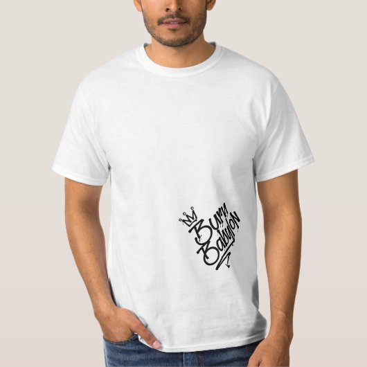 Burn Babylon Graffiti Label stijl Reggae T-shirt (Voorkant)