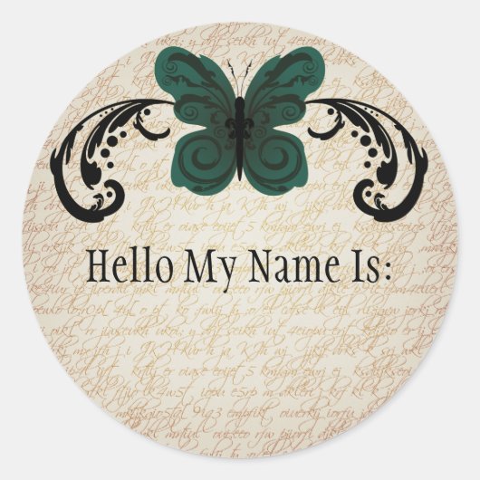 Burned Butterfly Naam Tag Sticker (Voorkant)