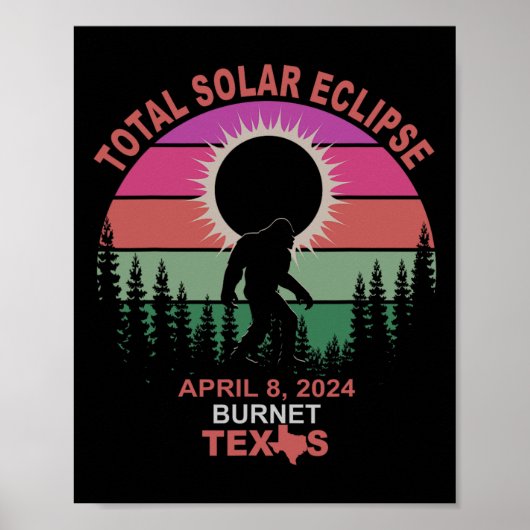 Burnet Texas Totale Zonsverduistering 2024 Poster (Voorkant)