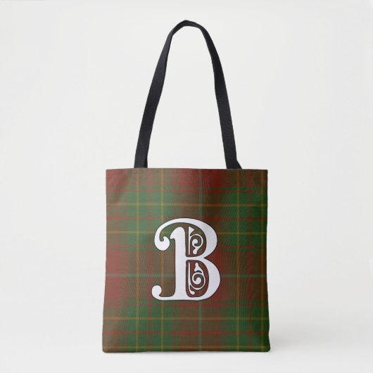 Burnett Clan-tartanmonogram Draagtas (Voorkant)