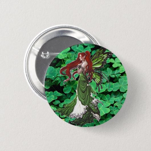 Burnett fairy shamrocks ronde button 5,7 cm (Voorkant /achterkant)