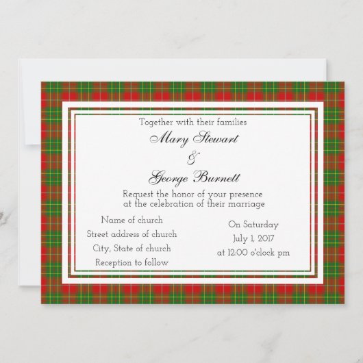 Burnett Scottish Wedding Invitation Kaart (Voorkant)