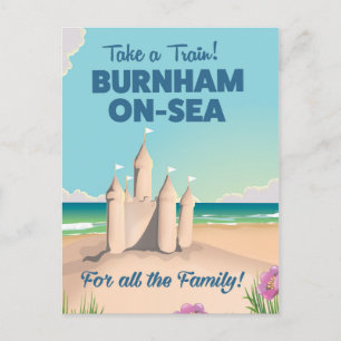 BURNHAM-ON-SEA zandkasteel reisposter Briefkaart