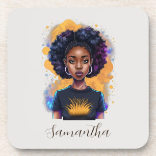 Burning Afro Woman Bier Onderzetter