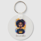 Burning Afro Woman Sleutelhanger (Achterkant)