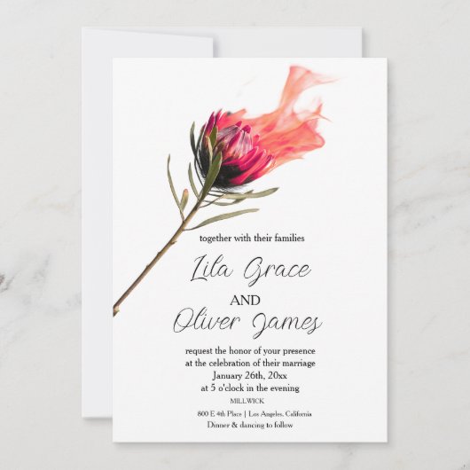 Burning Bloom Elegantie Huwelijksuitnodiging Kaart (Voorkant)