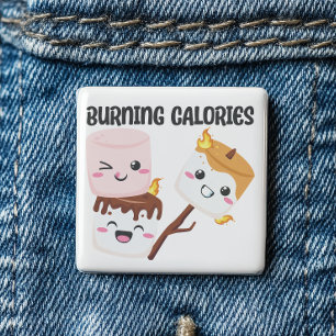 Burning Calories Marshmallow Meme Vierkante Button 5,1 Cm