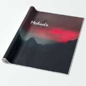 Burning clouds, fog and mountains monogram in sky cadeaupapier (Uitgerold)
