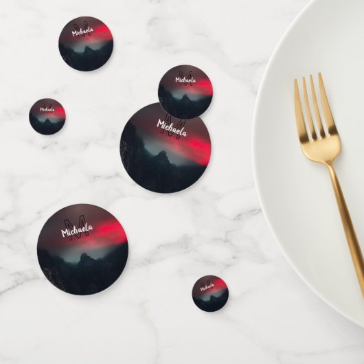 Burning clouds, fog and mountains monogram in sky confetti (Groep)