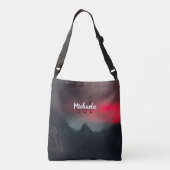 Burning clouds, fog and mountains monogram in sky crossbody tas (Achterkant)