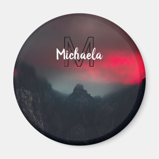 Burning clouds, fog and mountains monogram in sky magneet (Voorkant)