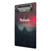 Burning clouds, fog and mountains monogram in sky mini klembord (Angled2)