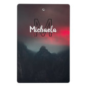 Burning clouds, fog and mountains monogram in sky mini klembord (Achterkant)