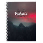 Burning clouds, fog and mountains monogram in sky notitieboek (Voorkant)