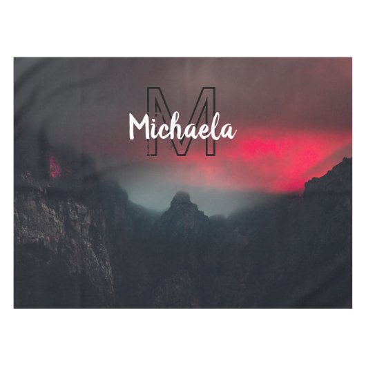 Burning clouds, fog and mountains monogram in sky tafelkleed (Voorkant (Horizontaal))