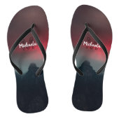 Burning clouds, fog and mountains monogram in sky teenslippers (Voetbed)