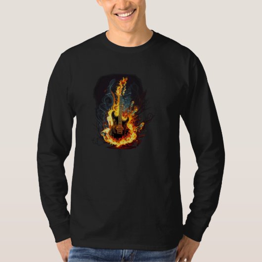 Burning Guitar for Rock n Roll T-shirt (Voorkant)