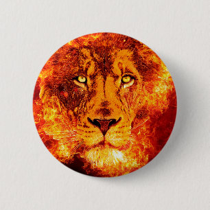 Burning Lion van Judah Ronde Button 5,7 Cm