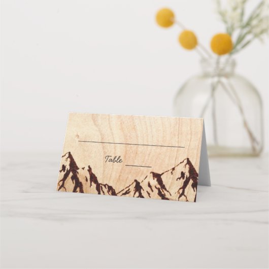 Burning Mountain en bois Rustique Mariage Cartes d (Devant)