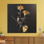Burning Roses – Golden Elegance Canvas Afdruk (Insitu (Woonkamer))